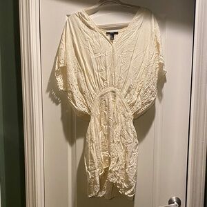 Forever 21 Cream Lace-Trimmed Top